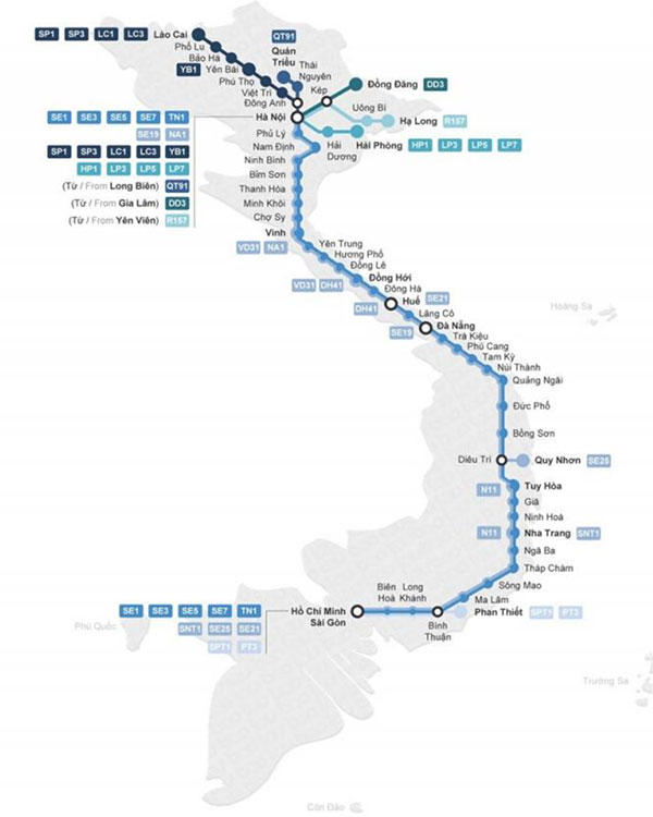 Tham khảo bản đồ Đường sắt để mua Vé tàu Bắc Ninh Đồng Đăng