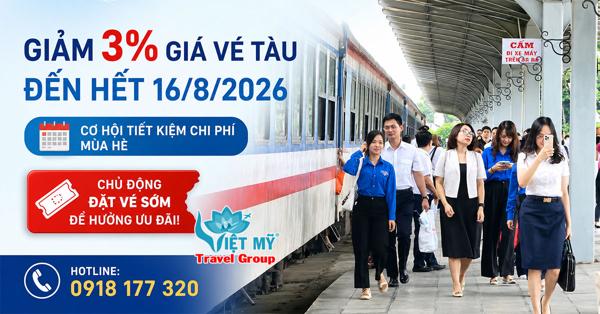 Nhiều đoàn tàu giảm 3% giá vé đến hết ngày 16/8/2026