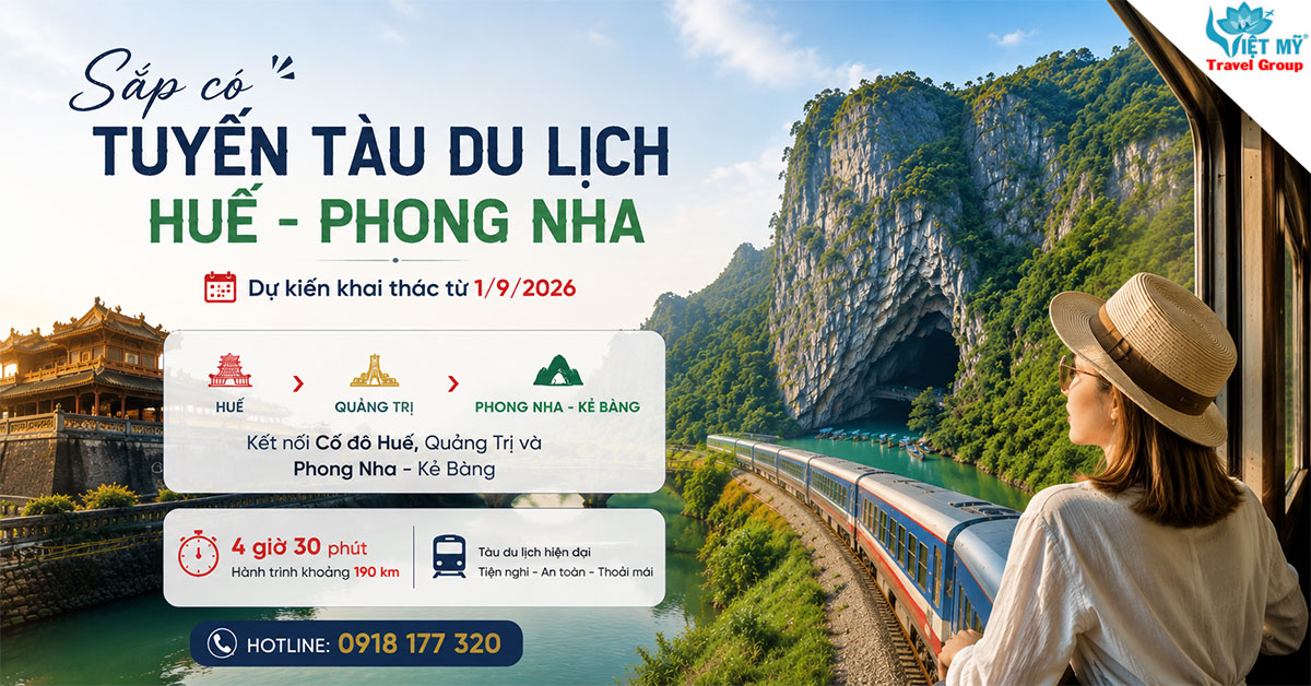 Sắp có tuyến tàu du lịch Huế - Phong Nha, dự kiến khai thác từ 1/9/2026