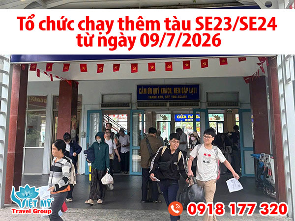 Tổ chức chạy thêm tàu SE23/SE24 từ ngày 09/7/2026