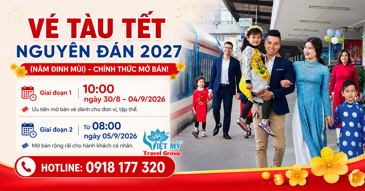 Vé tàu Tết Nguyên đán 2027 chính thức mở bán từ ngày 30/8/2026