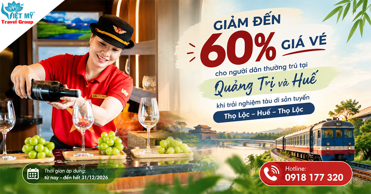 Giảm 60% giá vé tàu di sản Quảng Trị - Huế cho người dân địa phương